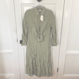 NWT Vince spring green tie-front dress